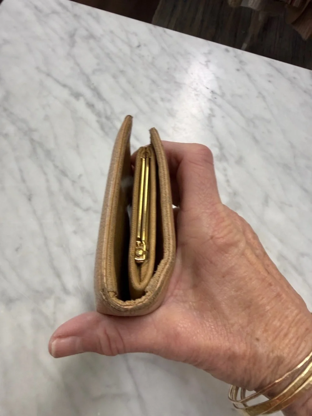 CHANEL Vintage Timeless Long Wallet in Beige Caviar Leather